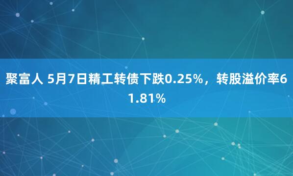 聚富人 5月7日精工转债下跌0.25%，转股溢价率61.81%